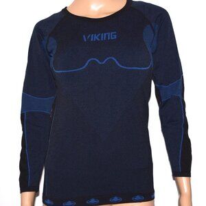 VIKING Thermal Blue Black Stretch 3/4 Sleeve Top Size XS